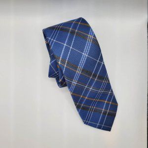 Black Lapel Men's Plaid Silk Cotton Classic Necktie SH3 Blue